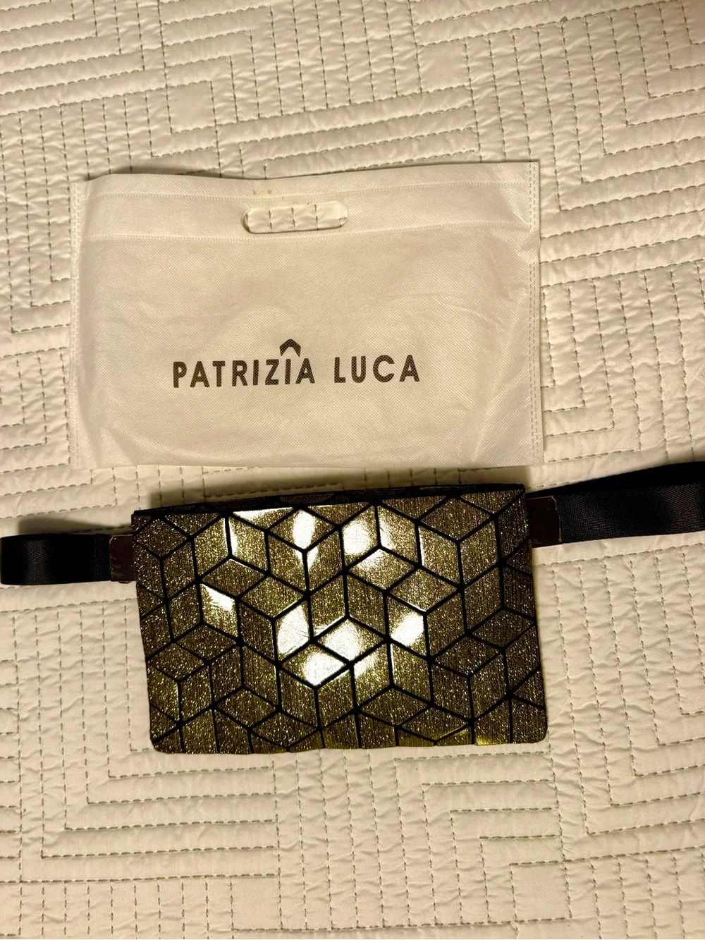 Patrizia Luca Metallic Gold Geometric Belt Bag